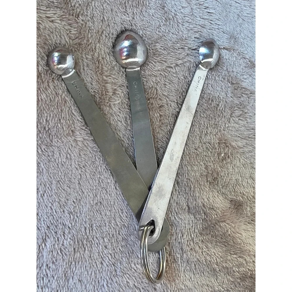Stainless Steel Mini Measuring Spoons Set Dash Smidgen Pinch 3 Piece Silver Tone